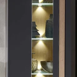 Wohnen Wohnzimmer Wandvitrine in Dunkelgrau - Svanjon