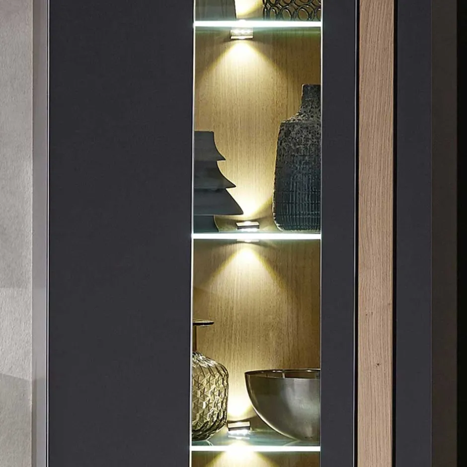 Wohnen Wohnzimmer Wandvitrine in Dunkelgrau - Svanjon