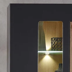 Wohnen Wohnzimmer Wandvitrine in Dunkelgrau - Svanjon