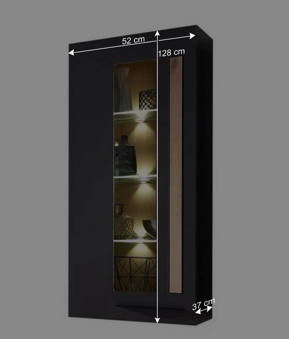 Wohnen Wohnzimmer Wandvitrine in Dunkelgrau - Svanjon