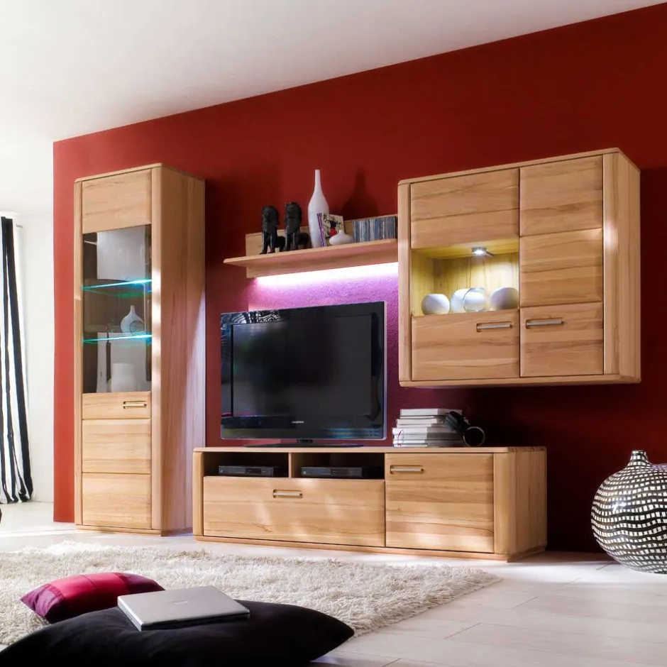 Wohnzimmer Wohnwand Athias aus Kernbuche (vierteilig)^Wohnen Sale