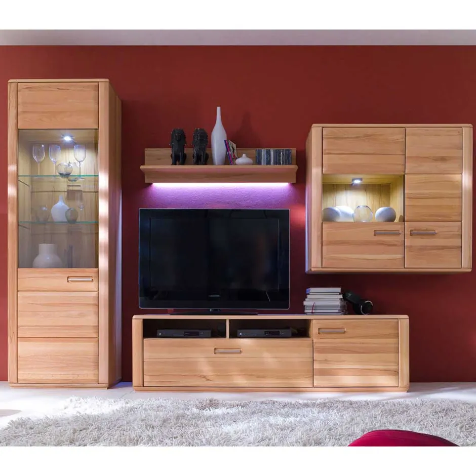 Wohnzimmer Wohnwand Athias aus Kernbuche (vierteilig)^Wohnen Sale