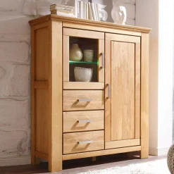 Wohnzimmer Wohnwand Ladressa aus Wildeiche geölt und gewachst (vierteilig)^Wohnen Discount