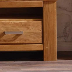 Wohnzimmer Wohnwand Ladressa aus Wildeiche geölt und gewachst (vierteilig)^Wohnen Discount