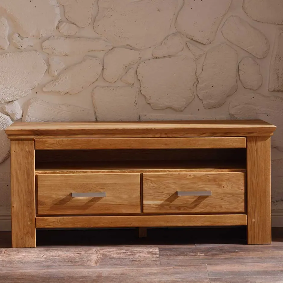 Wohnzimmer Wohnwand Ladressa aus Wildeiche geölt und gewachst (vierteilig)^Wohnen Discount