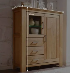 Wohnzimmer Wohnwand Ladressa aus Wildeiche geölt und gewachst (vierteilig)^Wohnen Discount