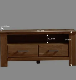 Wohnzimmer Wohnwand Ladressa aus Wildeiche geölt und gewachst (vierteilig)^Wohnen Discount