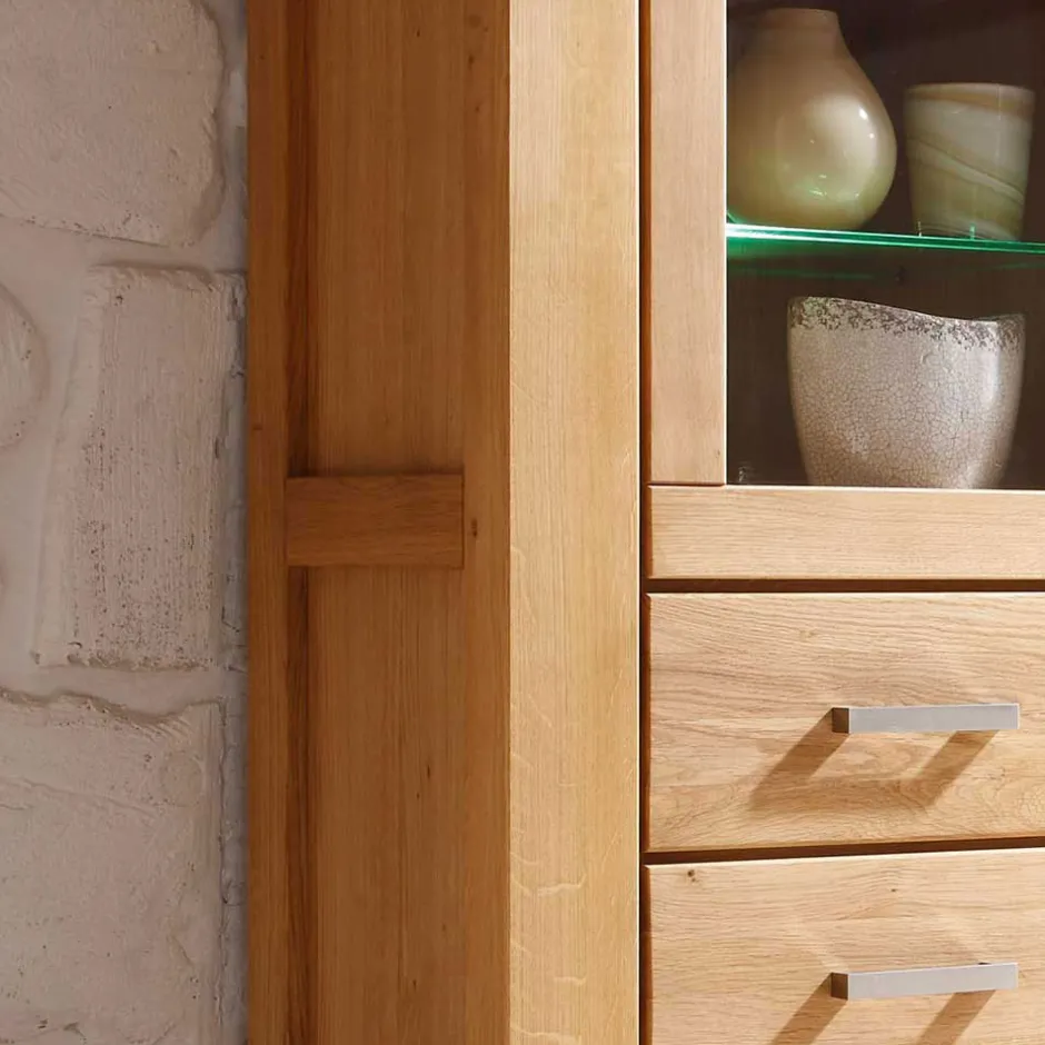 Wohnzimmer Wohnwand Ladressa aus Wildeiche geölt und gewachst (vierteilig)^Wohnen Discount