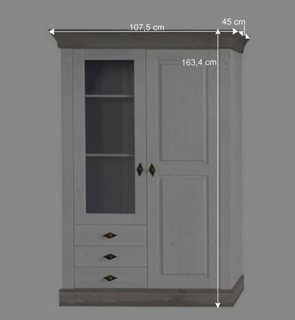 Wohnzimmer Wohnwand Mirandesca in Weiß Grau teilmassiv (dreiteilig)^Wohnen