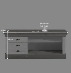 Wohnzimmer Wohnwand Mirandesca in Weiß Grau teilmassiv (dreiteilig)^Wohnen