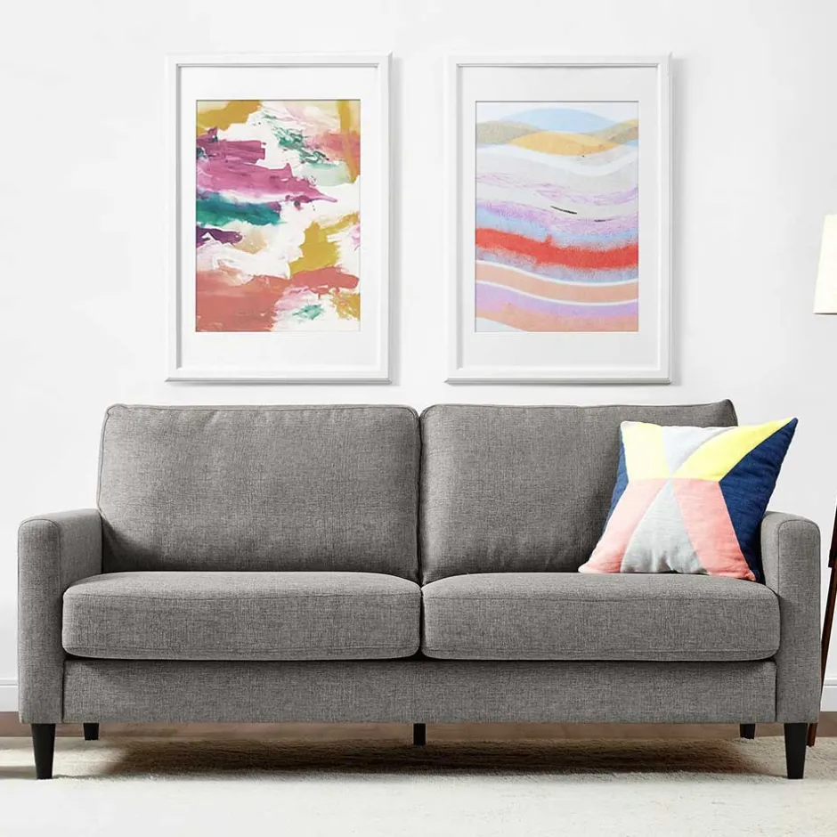 Wohnen Wohnzimmercouch in Hellgrau Stoffbezug - Katja