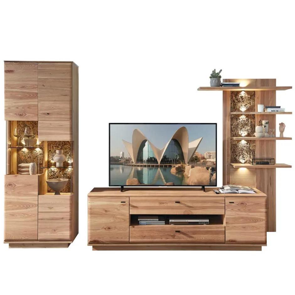 Wohnen Wohnzimmereinrichtung Wohnwand Set - Cassna (dreiteilig)