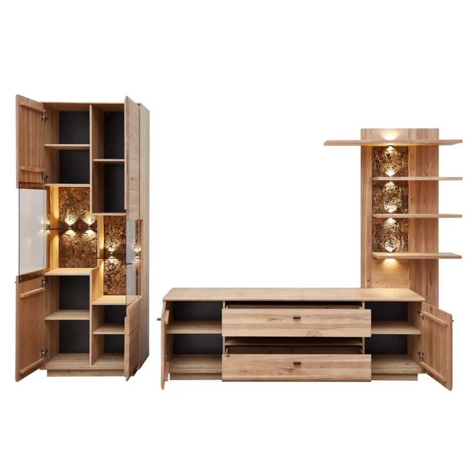 Wohnen Wohnzimmereinrichtung Wohnwand Set - Cassna (dreiteilig)