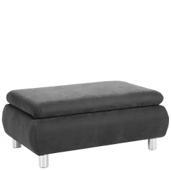 Wohnen Wohnzimmerhocker in Anthrazit mit Chrom - Venezia