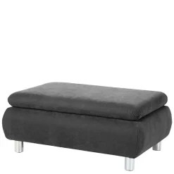 Wohnen Wohnzimmerhocker in Anthrazit mit Chrom - Venezia