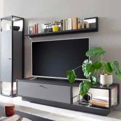Wohnen Wohnzimmermöbel TV Wand in Grau - Ridona (dreiteilig)