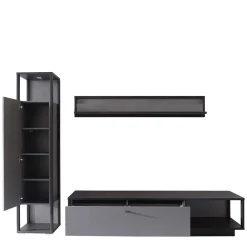 Wohnen Wohnzimmermöbel TV Wand in Grau - Ridona (dreiteilig)