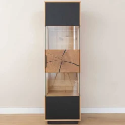 Wohnen Wohnzimmerschrank aus Eiche und Glas - Masicuri