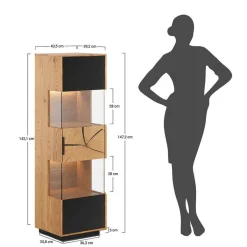 Wohnen Wohnzimmerschrank aus Eiche und Glas - Masicuri