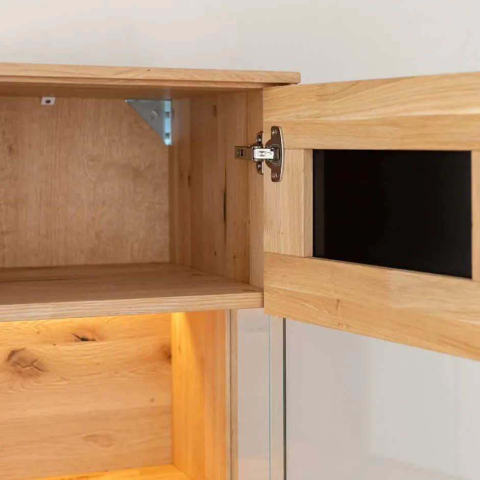 Wohnen Wohnzimmerschrank aus Eiche und Glas - Masicuri