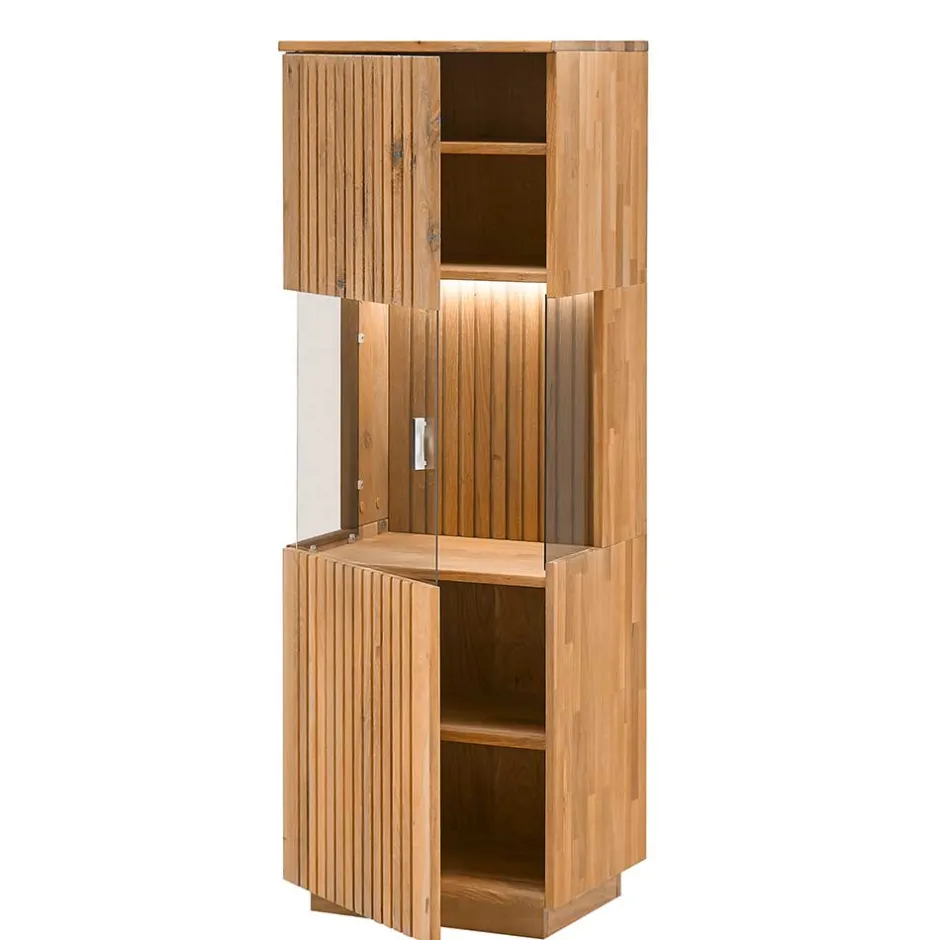 Wohnzimmerschrank in Wildeiche Bianco mit Glas - Nelsons^Wohnen Online