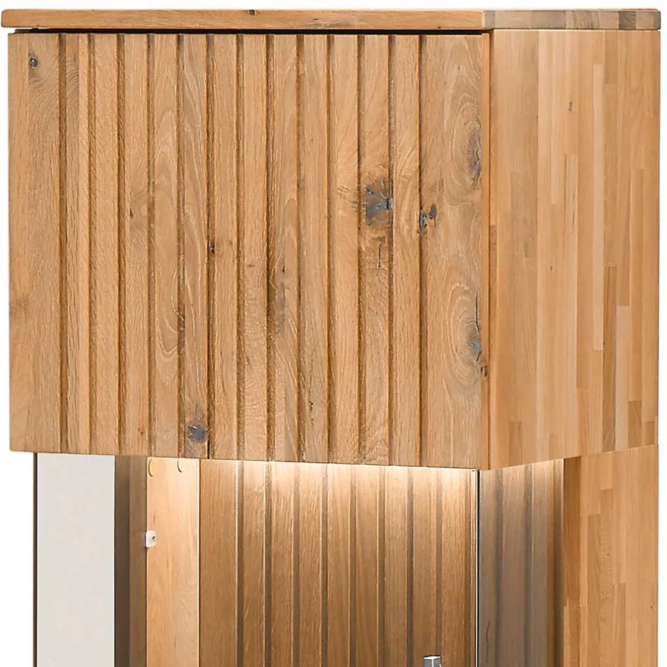 Wohnzimmerschrank in Wildeiche Bianco mit Glas - Nelsons^Wohnen Online