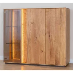 Wohnen Wohnzimmerschrank mit Glas und LED Licht - Cocondar