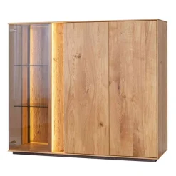 Wohnen Wohnzimmerschrank mit Glas und LED Licht - Cocondar
