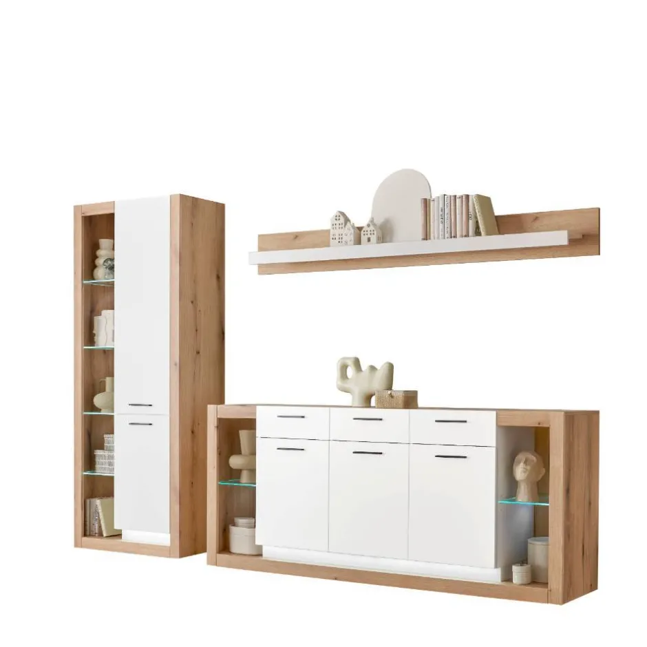 Wohnen Wohnzimmerschränke und Wandboard Set - Adejano (dreiteilig)