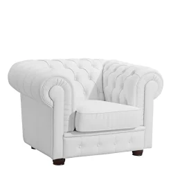 Wohnzimmersessel aus Leder in Weiß - Dossera^Wohnen Clearance