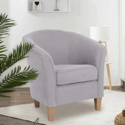 Wohnzimmersessel aus Velours Silbergrau - Bekunion^Wohnen New