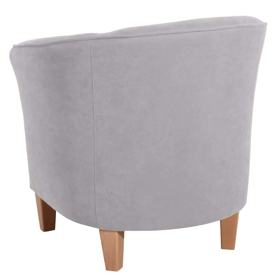 Wohnzimmersessel aus Velours Silbergrau - Bekunion^Wohnen New