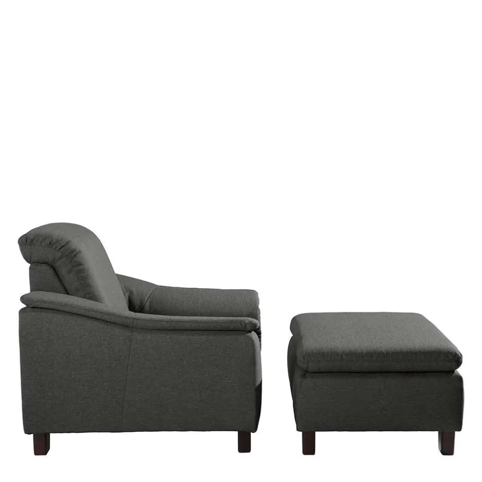 Wohnzimmersessel in Anthrazit und Nussbaum - Classimo^Wohnen Discount