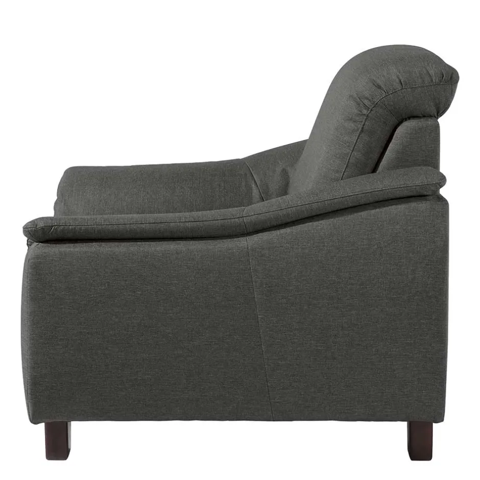 Wohnzimmersessel in Anthrazit und Nussbaum - Classimo^Wohnen Discount