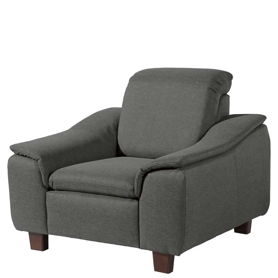 Wohnzimmersessel in Anthrazit und Nussbaum - Classimo^Wohnen Discount