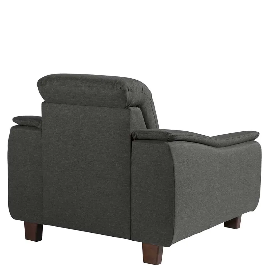 Wohnzimmersessel in Anthrazit und Nussbaum - Classimo^Wohnen Discount