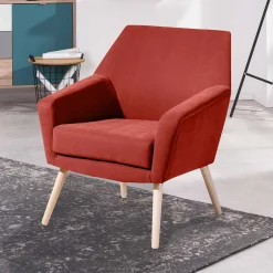 Wohnzimmersessel in Terracotta Velours - Emjada^Wohnen