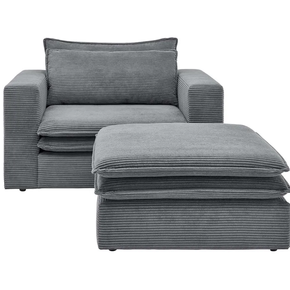 Wohnzimmersessel und Hocker Set - Ruffos (zweiteilig)^Wohnen Hot