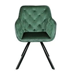 Wohnen Wohnzimmerstuhl mit Armlehnen in Grün Samt - Relindo