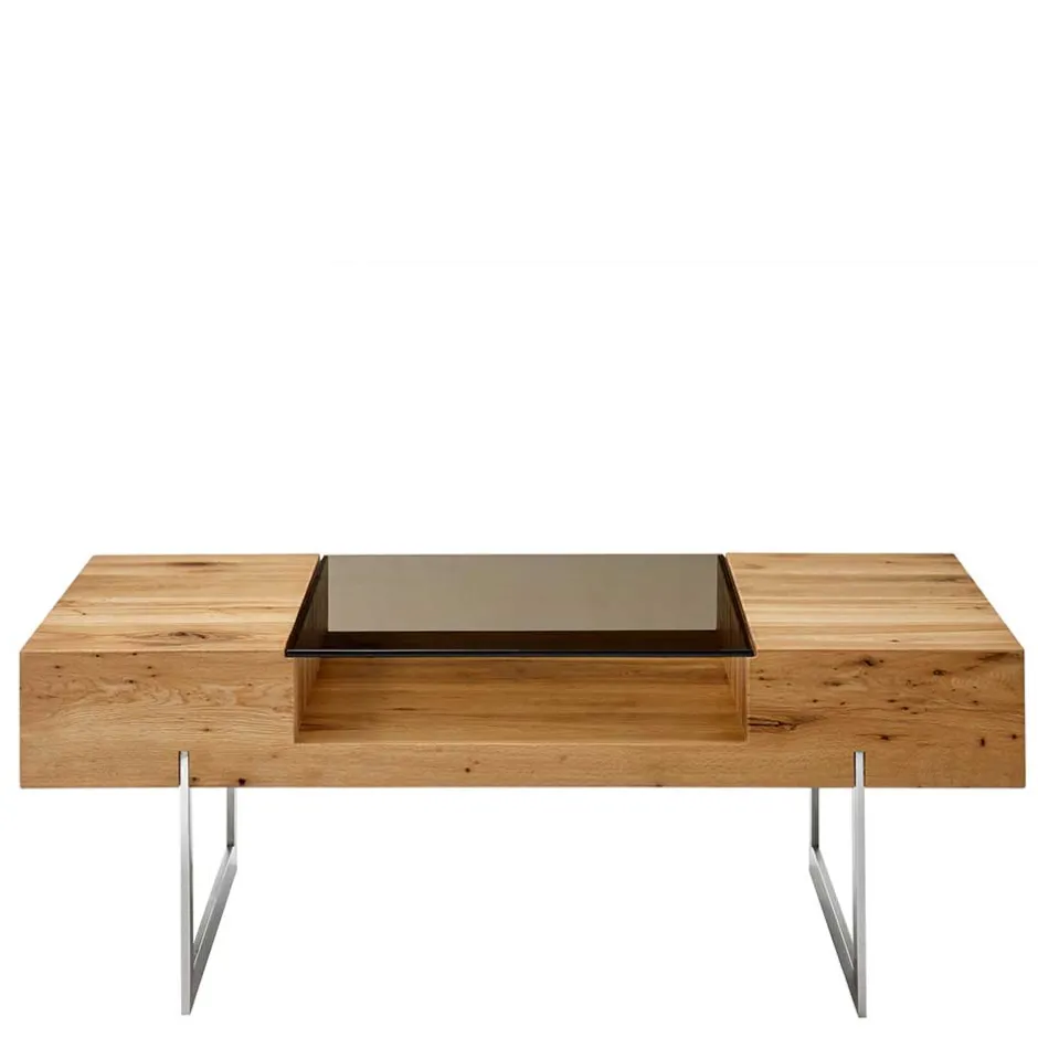 Wohnzimmertisch aus Rauchglas und Asteiche Furnier - Valjita^Wohnen