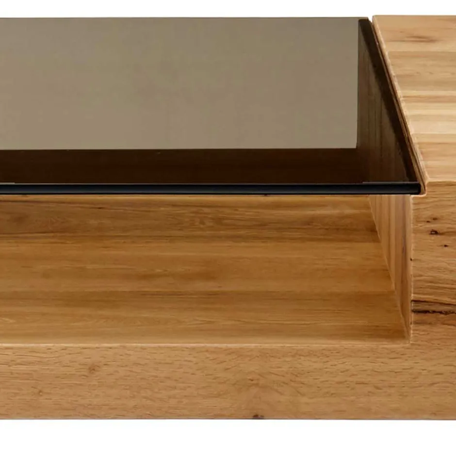 Wohnzimmertisch aus Rauchglas und Asteiche Furnier - Valjita^Wohnen