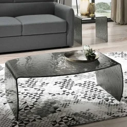 Wohnzimmertisch aus Rauchglas mit Struktur - Crimas^Wohnen New