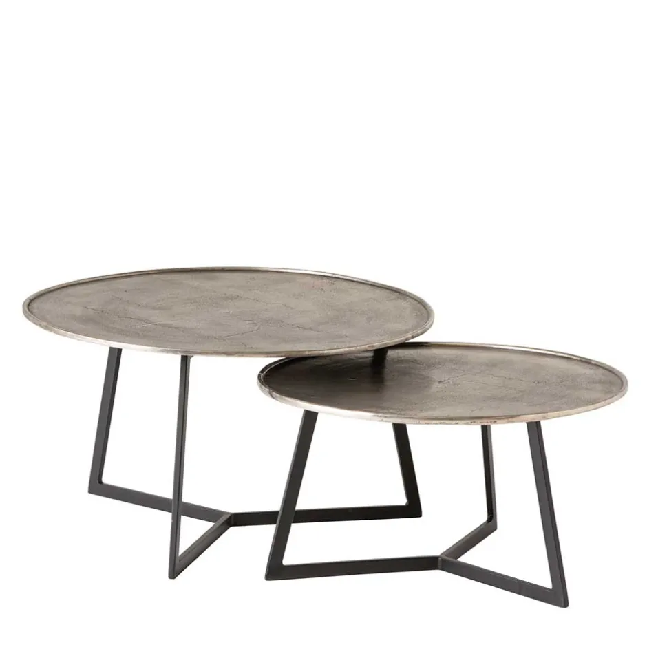 Wohnzimmertisch Duo in Schwarz Nickel - Grodasso (zweiteilig)^Wohnen Outlet