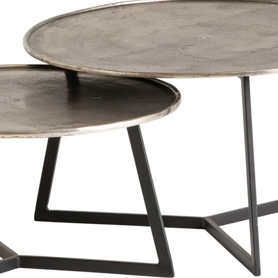 Wohnzimmertisch Duo in Schwarz Nickel - Grodasso (zweiteilig)^Wohnen Outlet