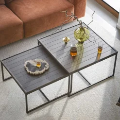 Wohnzimmertisch in Eiche Dunkel & Schwarz - Stamforts^Wohnen