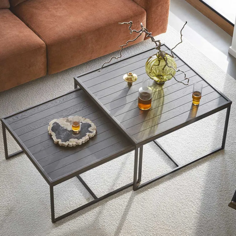 Wohnzimmertisch in Eiche Dunkel & Schwarz - Stamforts^Wohnen