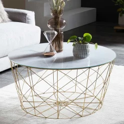 Wohnen Wohnzimmertisch in Marmoroptik & Gold - Tocachy