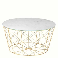 Wohnen Wohnzimmertisch in Marmoroptik & Gold - Tocachy