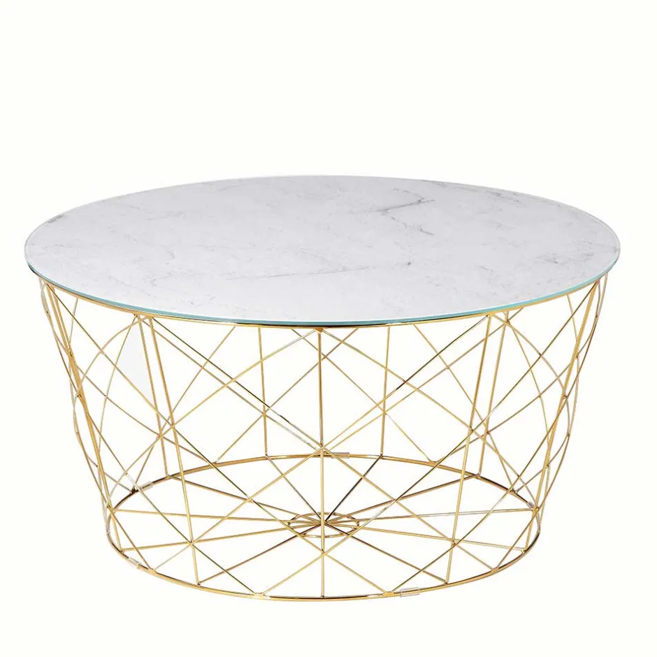 Wohnen Wohnzimmertisch in Marmoroptik & Gold - Tocachy