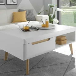 Wohnen Wohnzimmertisch in Weiß und Eiche - Ginko